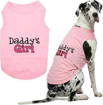 Parisian Pet Dog Shirt – 100% Cotton Shirts for Large Dogs – Pink Sleeveless Puppy Clothes – Lightweight and Breathable Dog Apparel – Girl Dogs Clothes - Stretchy Daddy’s Girl Pet Shirt