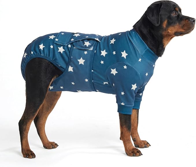 Spark Paws Dog Surgery Recovery Suit – Dog Recovery Suit After Surgery, Anti-Lick Dog Onesie, Abdominal Wound Protector, Soft Cone Alternative for Spay Neuter Male Female Pet Recovery - Stars - 4XL
