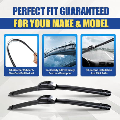 2 pcs 24" 19" Front Windshield Wiper Blades,VIZIRAYN Replacement for Volkswagen Passat 2012-2017,Jetta 2011-2017, Vento 2014-2017,Top Lock (Pack of 2) OEM Quality, All-Season