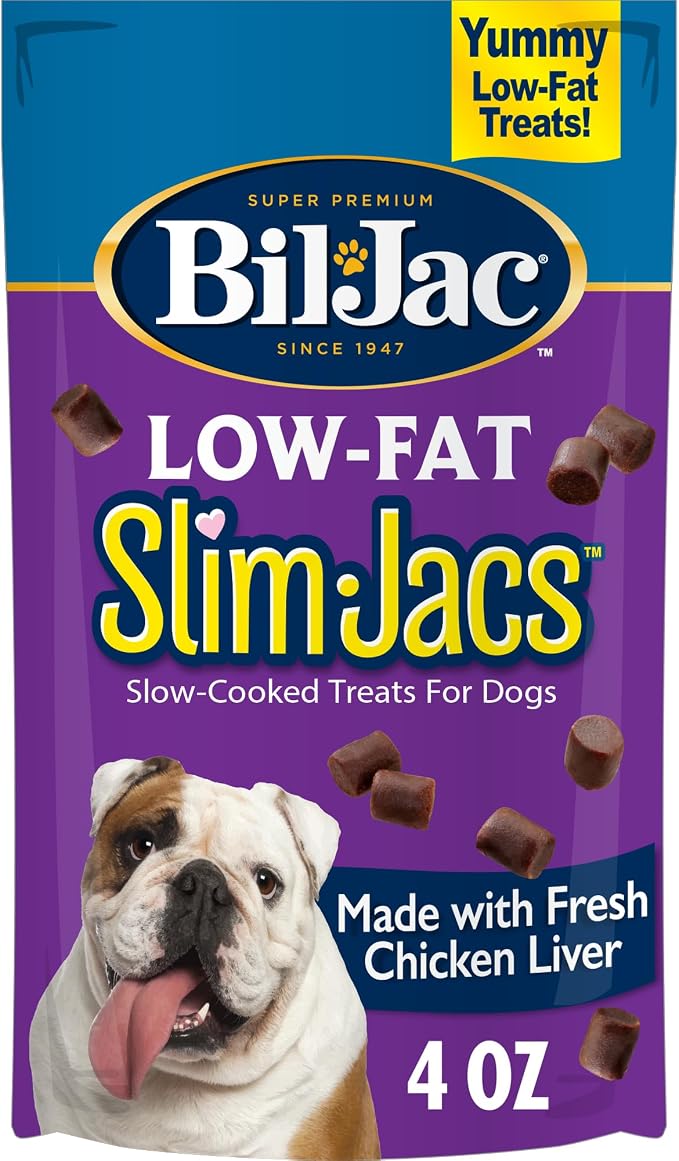 Slim Jacs Low-Fat Dog Treats for Weight Management | Made with Real Chicken Liver | 4 oz
