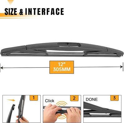 AUTOBOO 12 Inch Rear Wiper Blade Replacement for Ford Flex 2019-2009 Escape 2012-2008 -BACK Windshield Wiper Blade -Original Factory Quality (Pack of 1)