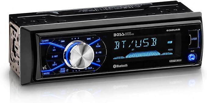 BOSS Audio Systems 632UAB Car Stereo - Single Din, Bluetooth, No CD DVD Player, AM/FM Radio Receiver, Wireless Remote Control, Aux in, USB