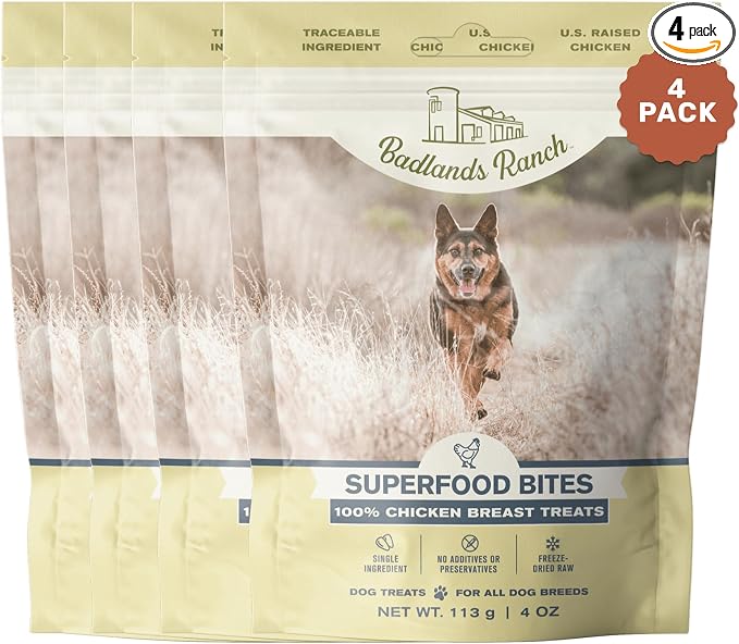 by Katherine Heigl – Superfood Bite Freeze-Dried Raw Chicken Breast Dog Treats – High Protein Single-Ingredient Snacks for Training, Rewards & Daily Wellness – 4 oz (Pack of 4)