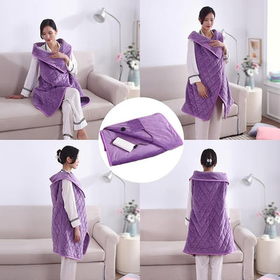 40"x55" Cordless Heated Blanket, Portable Heated Blanket Battery Operated, Cozy Soft Wearable Heated Shawl, 3 Heat Settings, Auto-Off, Machine Washable(Purple,Jacket)