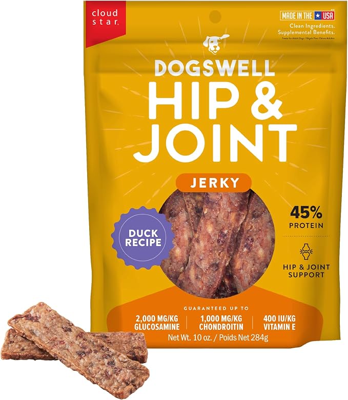 Hip & Joint Jerky Dog Treats, Duck, 10 oz. Pouch