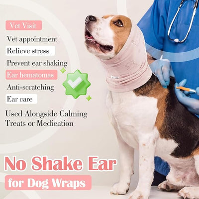 Nanaki Soft Dog Ear Covers For Blow Drying Grooming-Quiet Dog Noise Cancelling Ear Muffs Protection For Sound Thunderstorm,Fireworks,No Shake Head Wrap Hematoma Anti-Scratching,Snood Protector Pink,XL