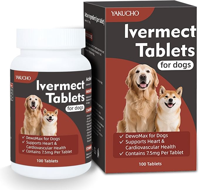 Young Heart for Dogs, lvermect Tablets for Dog – Hawthorn Prevention for Dogs, Heart Health, Circulatory & Cardiovascular System – 7.5 mg, 100 Tablets