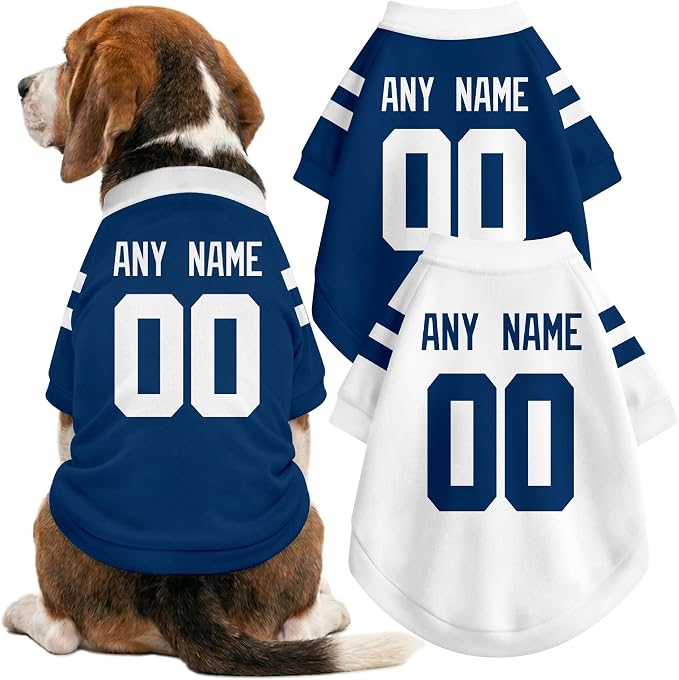 Indianapolis Dog Clothes Jersey Style Personalized Pet T Shirt with Custom Name Number for Small Medium Large Dogs