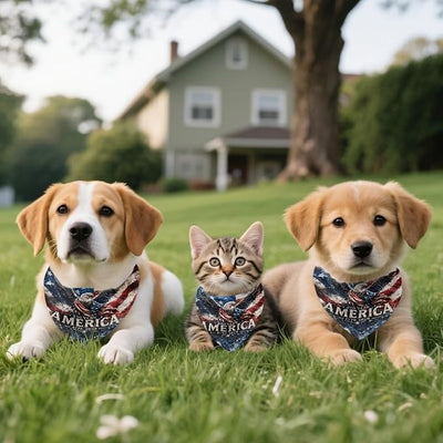 KEIAHUAN 4th of July Patriotic Dog Bandanas 250 Years Anniversary Square Dog Kerchief Independence Day Reversible Pets Gifts