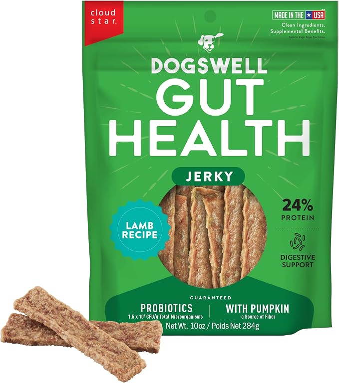 Gut Health Meaty Jerky Dog Treats, Lamb, 10 oz. Pouch