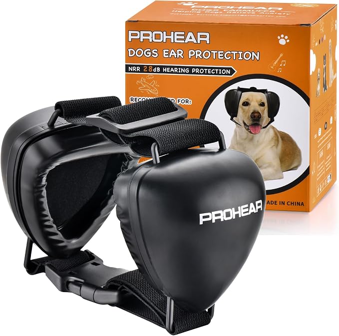 PROHEAR Ungrade GEL Pads Dog Ear Muffs, Dog Hearing Protection for Firework, NRR 28dB for Thunder, Hunting, Tourism,Small - Black