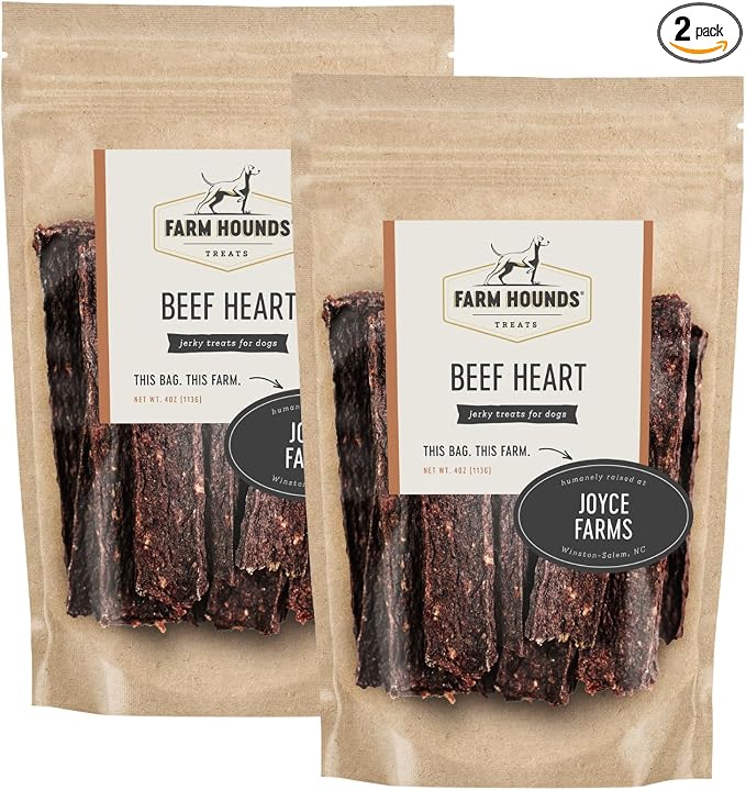 Beef Heart - Premium Natural Beef Heart Jerky for Dogs - Made from 100% Humanely Raised Cattle - Organ Treat - Great for Training & Treats - No Added Fillers - Made in USA - 4oz -2 Pack