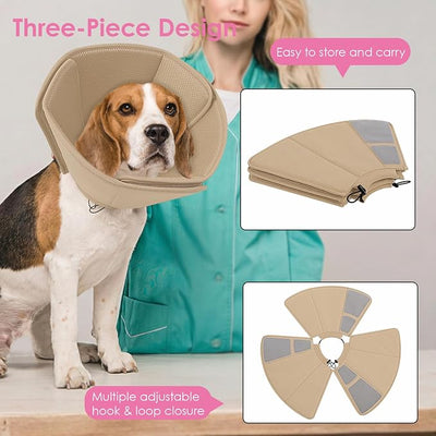 AOFITEE Soft Dog Cone Collar Anti-Licking, Dog Cone Alternative After Surgery, Elizabethan Cones for Large Dogs Post-Surgery, Neuter Recovery Pet Dogs E-Collar(Khaki,X-Large)