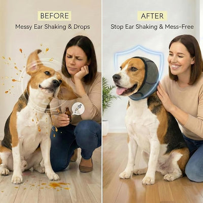 No-Shake Ear Wraps for Dogs: Breathable Bonnet to Stop Shaking & Aid Aural Hematoma Recovery - Post-Surgery Bleeding Protection for Beagle Cocker Spaniel & Border Collie Medium Breed