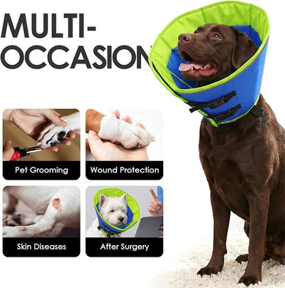 AOFITEE Soft Dog Cone Collar, Adjustable Dog Cones Alternative for Small Dogs, Cone for Dogs to Stop Licking, Elizabethan Recovery Cones After Surgery with Quick Release Buckle(Bluegreen,Small)