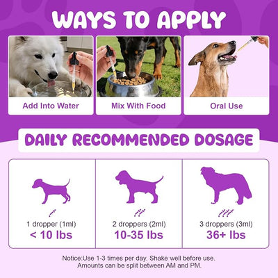 Liquid Dog Allergy Drops for Itchy Skin & Paws, Seasonal Allergies, Allergy Relief Drops for Cats Immune, Digestive Support 60mL Natural Cats & Dog Yeast Infection Relief for All Breeds