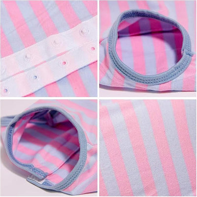 Dog’s Recovery Suit Post Surgery Shirt for Puppy, Wound Protective Clothes for Little Animals(Pink Blue Stripe-s)