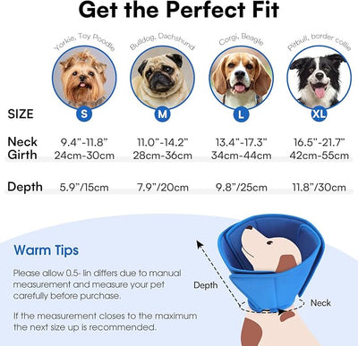 Queenmore Soft Dog Cones for Large Dogs,Comfy Dog Cone for Dogs to Stop Licking After Surgery,Adjustable Pet Cone Alternative for Wound Healing,Blue,X-Large