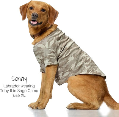 Pet Passion Toby II - The Perfect Tee, 3 Pack Short Sleeve Pet T-Shirt 100% Organic Cotton Tees Clothes for Small, Medium, Large Dogs, Sage Camo, X-Large (55-80 lbs)