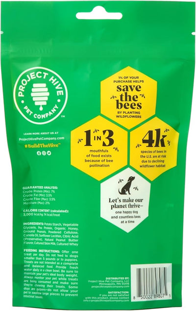 Hive Chew Sticks - Dental Treats for Dogs - Vegetarian, Made with Ground Peanuts & Honey, No Grain or Soy, Cleans Teeth & Freshens Breath (7 oz, Large Dogs - Peanut Butter)