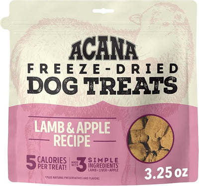 ACANA Singles Grain Free Dog Treats Limited Ingredients & Freeze-Dried Lamb & Apple Recipe 3.25oz Bag