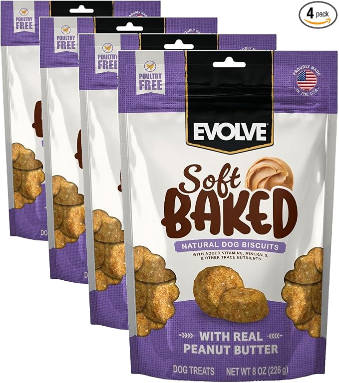Soft Baked with Real Peanut Butter Recipe Dog Biscuits, 8 oz. (Pack of 4)