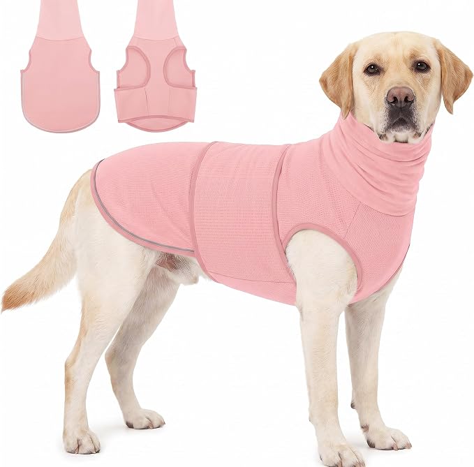 KOESON Dog Anxiety Vest with Ear Wraps, Large Dog Thunder Jacket with Double Compression, Breathable & Reflective Dog Calming Hoodie for Thunder, Fireworks, Travel, Separation, Pink XXL