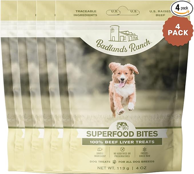 by Katherine Heigl – Superfood Bite Freeze-Dried Raw Beef Liver Dog Treats – High Protein Single-Ingredient Snacks for Training, Rewards & Daily Wellness – 4 oz (Pack of 4)
