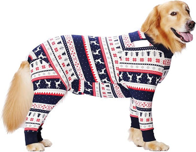 Dog Recovery Suit After Surgery Female Male, Medium Large Dog Neuter Shirt Cone Alternatives Prevent Licking Surgical Onesies (Christmas Blue, 6XL)