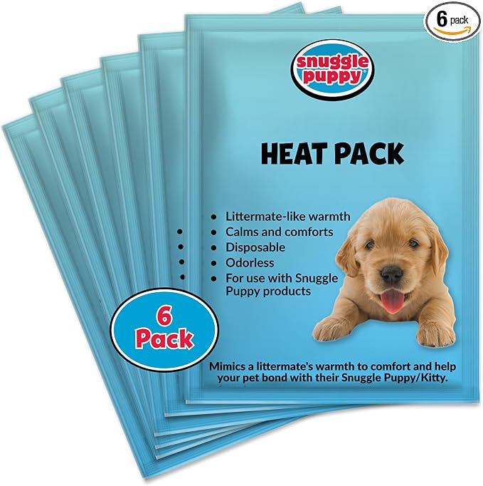 Replacement Heat Packs for Dogs (6 Count) - Disposable Pet Comfort Warmers for Puppy Anxiety Relief - Odorless, Non-Toxic, All Natural - Fits All Styles