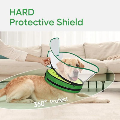 Sponge Dog Cone Collar, Dog Donut Collar After Surgery with Clear Shield, Adjustable Soft Cone for Dogs to Stop Licking-Comfy Cone for Large Medium Small Dogs (Kiwi,L)