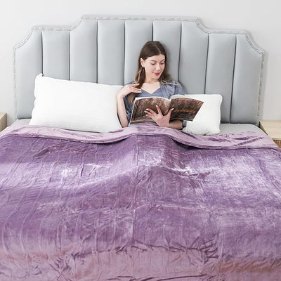 Eydna Electric Heated Blanket Twin Size 62"x84", Fast Heating Throw, Soft Plush Microplush for Bed & Couch, 1-10 Hours Auto Off & 9 Heating Levels, Machine Washable, Gifts for Grandma & Family-Purple