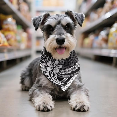 KEIAHUAN Dog Bandanas Black Polynesia Style Triangle Bibs Pet Kerchief Scarf for Boy Girl Adjustable Puppy Bandana Breed Bib Handkerchief for Small to Large Dogs