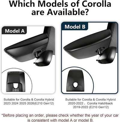 Front 4K & Rear 1080p Dash Cam Custom fit for Toyota Corolla & Hybrid 2020 2021 2022, LE XLE XSE SE,Corolla Hatchback 2019-2022 Gen12 E210 (Model B), Integrated OEM Look, App & WiFi,GPS, 128GB Card