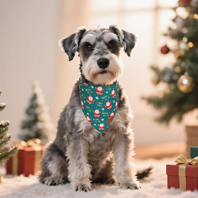 PTDECOR Christmas Dog Bandana, Snowman and Tree Santa Design Reversible Holiday Pet Scarf, Red Green Triangle Christmas Bandanas for Small Dogs Pets (Small)