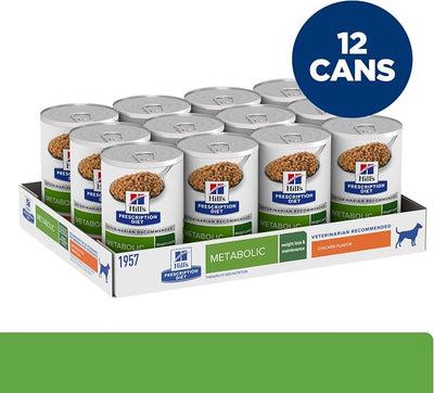 Hill's Prescription Diet Metabolic Weight Management Wet Dog Food, Chicken, 13 oz. Cans, 12-Pack