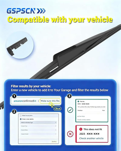GSPSCN 16" Rear Wiper For Ford Expedition 2016-2009 / For Lincoln Navigator 2016-2009 Original Back Windshield Wiper Blades (16-J)