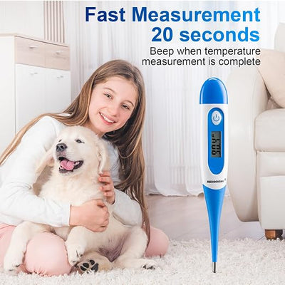 Digital Pet Thermometer for Accurate Fever Detection, Suitable for Cats/Dogs/Horse/Veterinarian, Waterproof Pet Thermometer, Fast and Accurate Measurements in 20 Seconds (Blue)