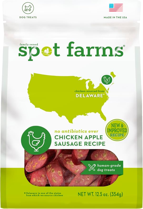 Chicken Apple Sausage Healthy All Natural Dog Treats Human Grade Made in USA 12.5 oz