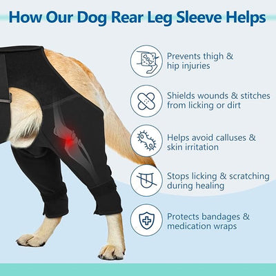 Dog Rear Leg Sleeve to Stop Licking, Breathable Anti-Slip Recovery Sleeve Pants for Wound Protection After ACL/TPLO Surgery, Hot Spots, Lick Granulomas–Cone Alternative for Leg Healing,M