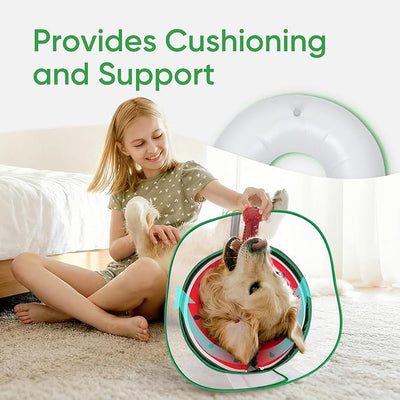 Supet Raised Inflatable Dog Cone After Surgery - Adjustable Recovery Donut Collar with Removable Shield to Stop Licking Wounds & Protect Stitches - Soft Dog Cone Alternative for Dogs (Watermelon,XL)
