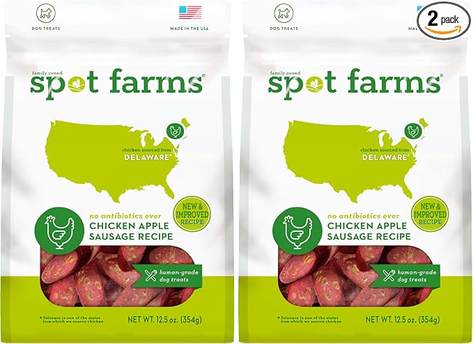 Chicken Apple Sausage Healthy All Natural Dog Treats Human Grade Made in USA 12.5 oz (Pack of 2)