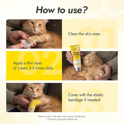 Silver + Manuka Repair Cream for Hot Spot Treatment for Dogs – Helps with Scratches, Irritations, Bites & Cuts – Cat Wound Care Ointment for Dry Skin – Suits for All Pet Breeds, Ages & Sizes – 2 oz
