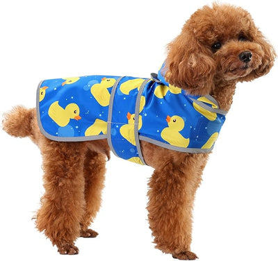 Dog Raincoat for Small Dogs Puppies Waterproof Jacket Hooded Rain Coats with Reflective Strips Leash Hole & Poncho Adjustable Fit (ShinyDuck,XS)