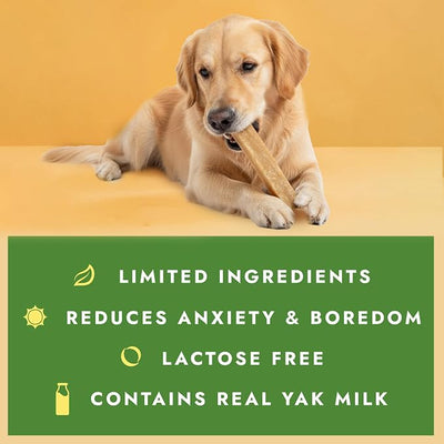 William Hunter Yak Cheese Himalayan Dog Chews - Long Lasting 100% Natural High Protein Dental Dog Chews for Aggressive Chewers (Large 1 Pack)