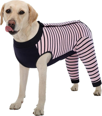 Kuoser Dog Recovery Suit with Anti Licking Rear Leg Sleeve, Pink XL | Abdominal Dog Surgical Suit with Pants Cover Protect Wounds, Dogs Elbow Protector Soft Pet Surgery Onesie Cone Alternative