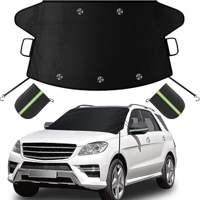 Windshield Cover for Ice and Snow, Windshield Snow Cover, Performance Brake Kits with Side Mirrors Cover, Fits Most Cars, Trucks, Vans, SUVs and More 87 x 56 inches, Black