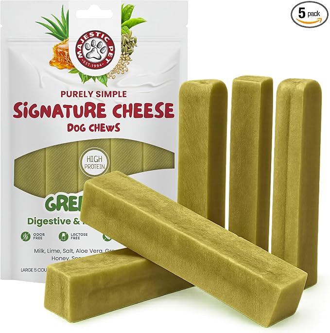 Majestic Pet Himalayan All-Natural Cheese Dog Chews - Long Lasting Dental Chew for Dogs - Healthy Pet Treats with Beneficial Ingredients (Digestive & Immune Support, Large, 5 Pack)