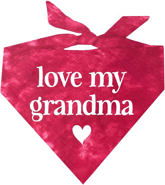 Love My Grandma Mother's Day, Valentine's Day Dog Bandana (Red Scrunch, OS 399)