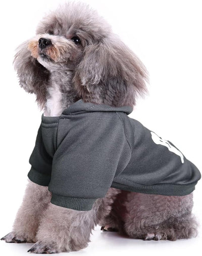 Jecikelon Print Dog Hoodies for Small Dogs, Soft Fleece Puppy Clothes for Pet Cat, Warm Winter Outfits Cold Weather Coats, Cute Sweatshirt Puppies Costume (Gray, X-Small)